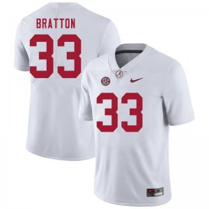 NCAA Men's Alabama Crimson Tide #33 Jackson Bratton Stitched College 2020 Nike Authentic White Football Jersey OO17F47DK